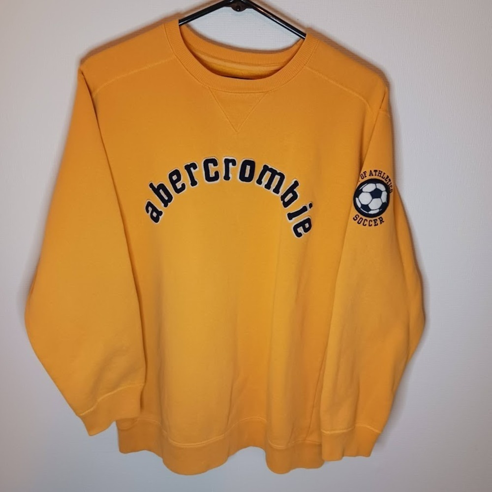 Abercrombie‎ Sweatshirt Athletics Dev Soccer Yellow Embroidered Crewneck Heavy